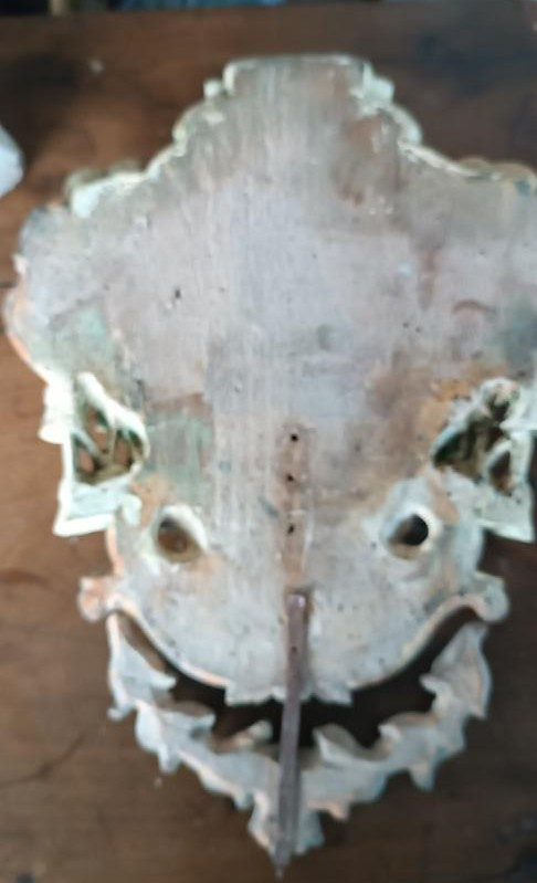 Antico stemma araldico in legno laccato e dorato fine XVII inizi XVIII secolo-photo-3