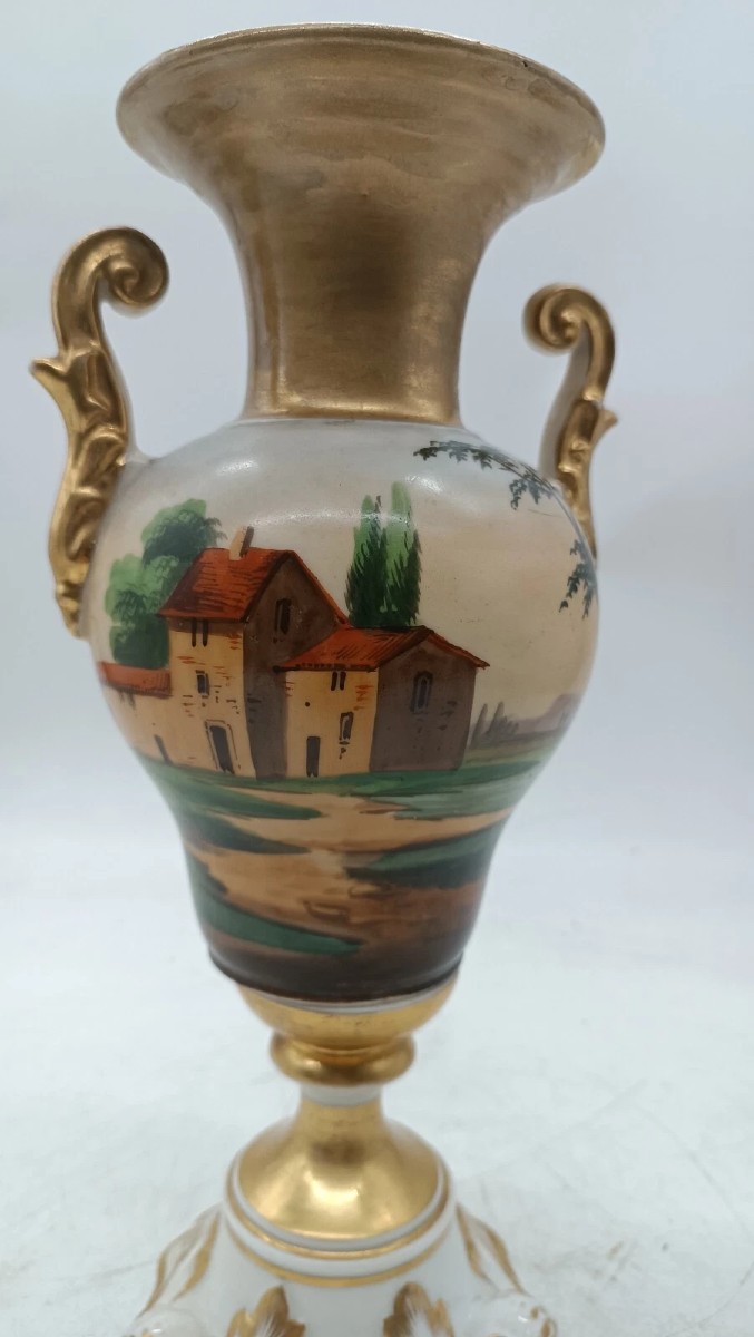 Vaso porcellana Luigi Filippo meta' XIX secolo Vecchia Parigi-photo-3