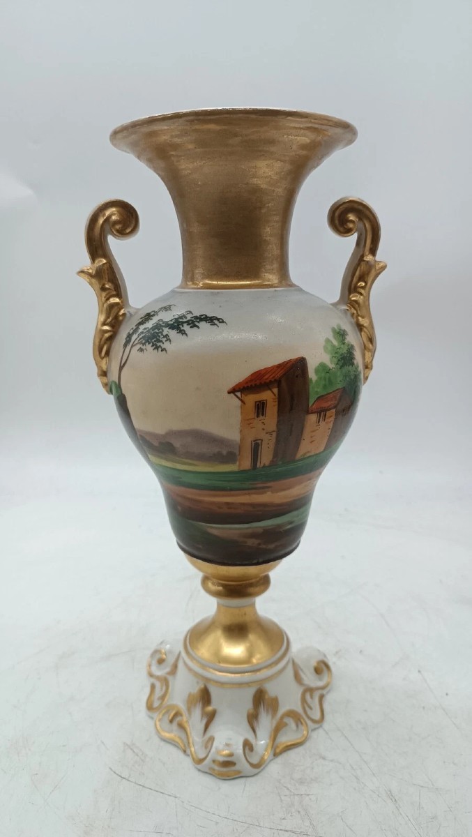 Vaso porcellana Luigi Filippo meta' XIX secolo Vecchia Parigi-photo-3
