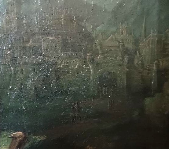 Antico olio su tela "crocifissione" scuola italiana XVIII secolo-photo-7