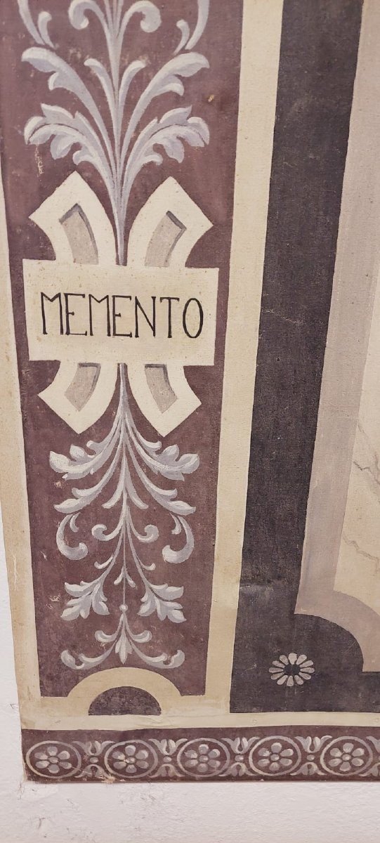 Memento Mori grande dipinto a tempera su tela XVIII secolo-photo-2