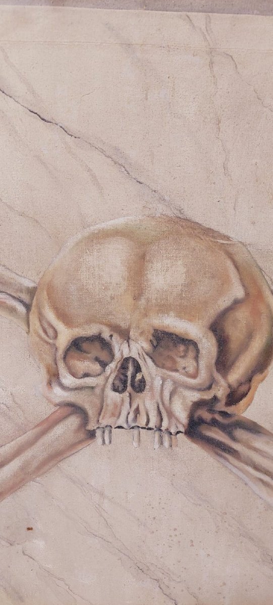 Memento Mori grande dipinto a tempera su tela XVIII secolo-photo-4