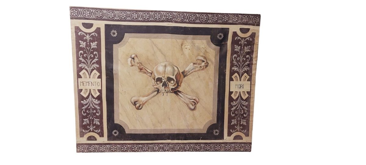 Memento Mori grande dipinto a tempera su tela XVIII-photo-2