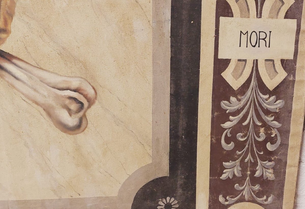 Memento Mori grande dipinto a tempera su tela XVIII-photo-5
