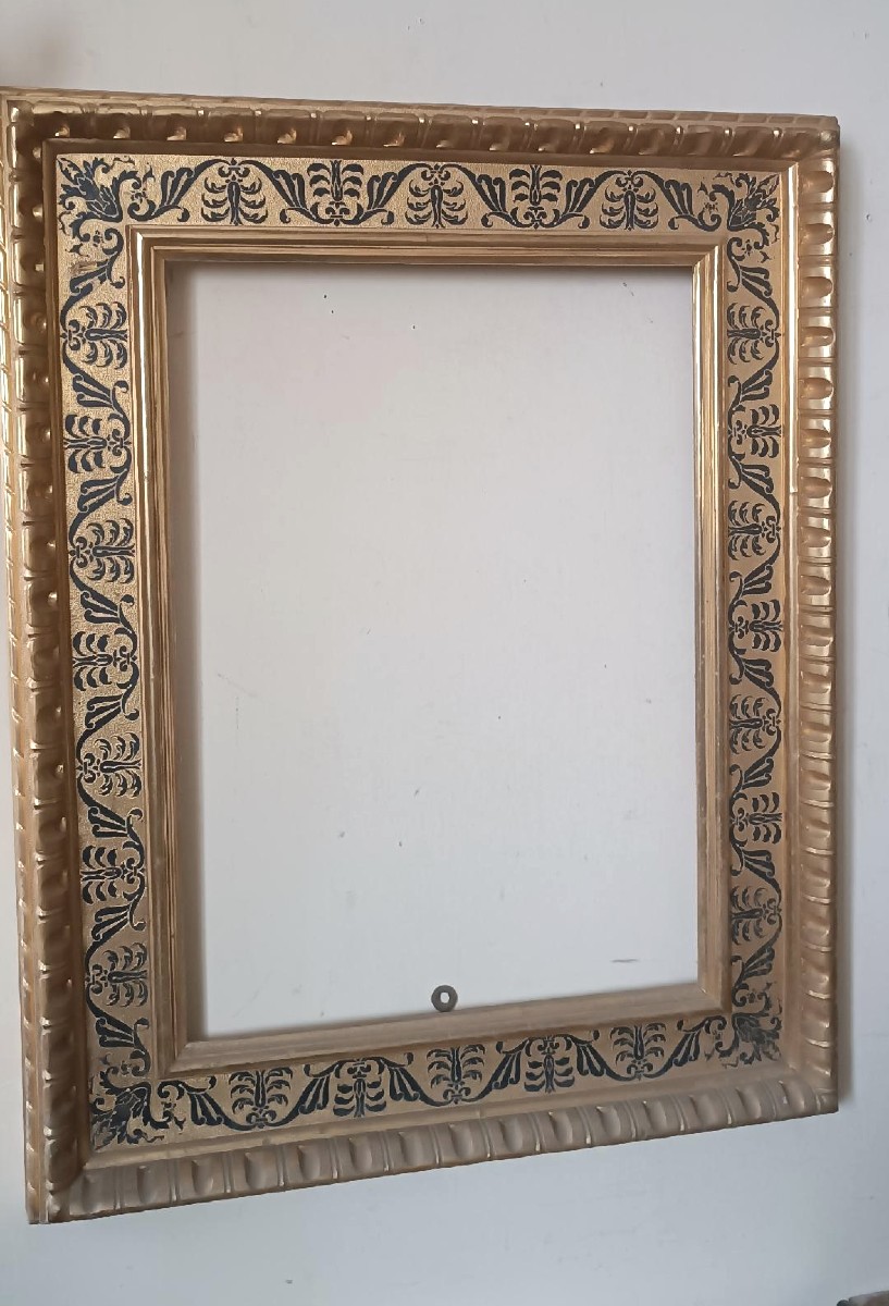 Antica cornice dorata in legno stile rinascimento 88X69,5 CM-photo-3
