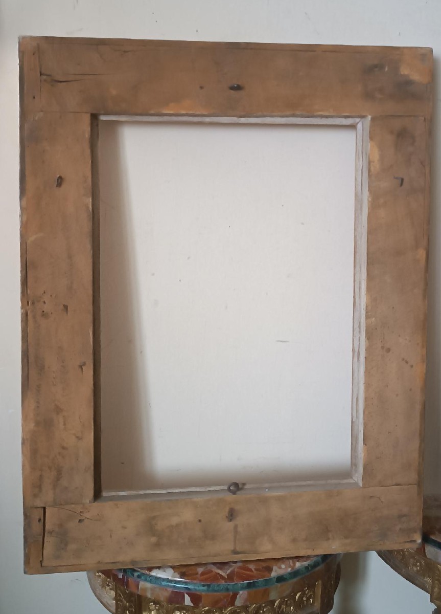Antica cornice dorata in legno stile rinascimento 88X69,5 CM-photo-4