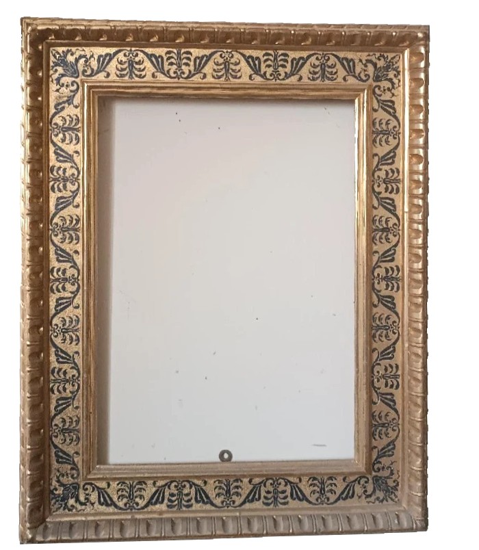 Antica cornice dorata in legno stile rinascimento 88X69,5 CM-photo-2
