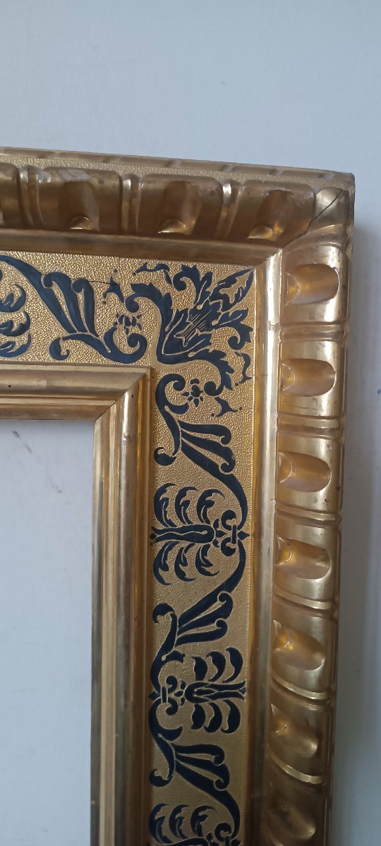 Antica cornice dorata in legno stile rinascimento 88X69,5 CM-photo-3
