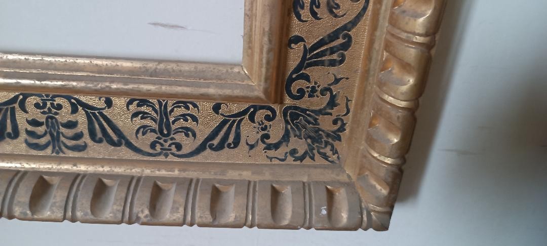 Antica cornice dorata in legno stile rinascimento 88X69,5 CM-photo-4