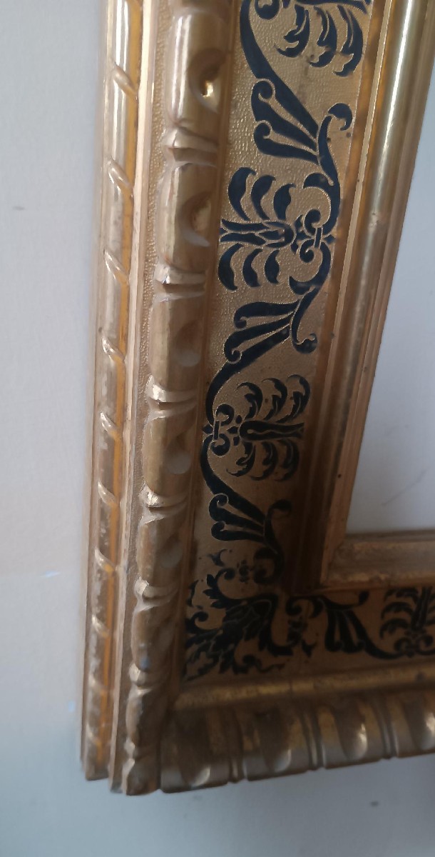 Antica cornice dorata in legno stile rinascimento 88X69,5 CM-photo-7