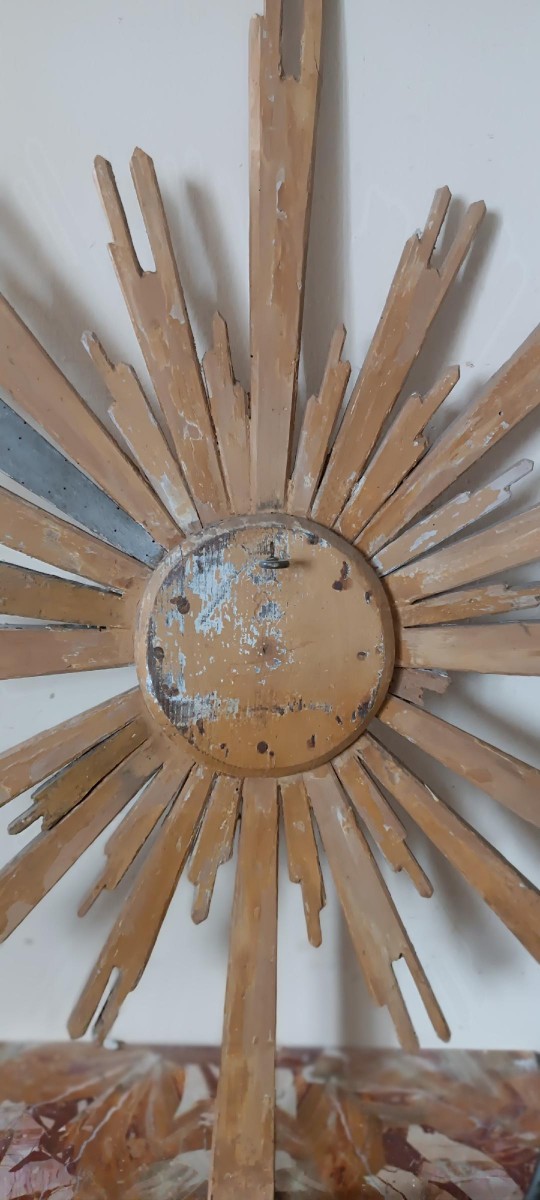 Antica  raggera in legno dorato , XVIII secolo 85 cm-photo-4