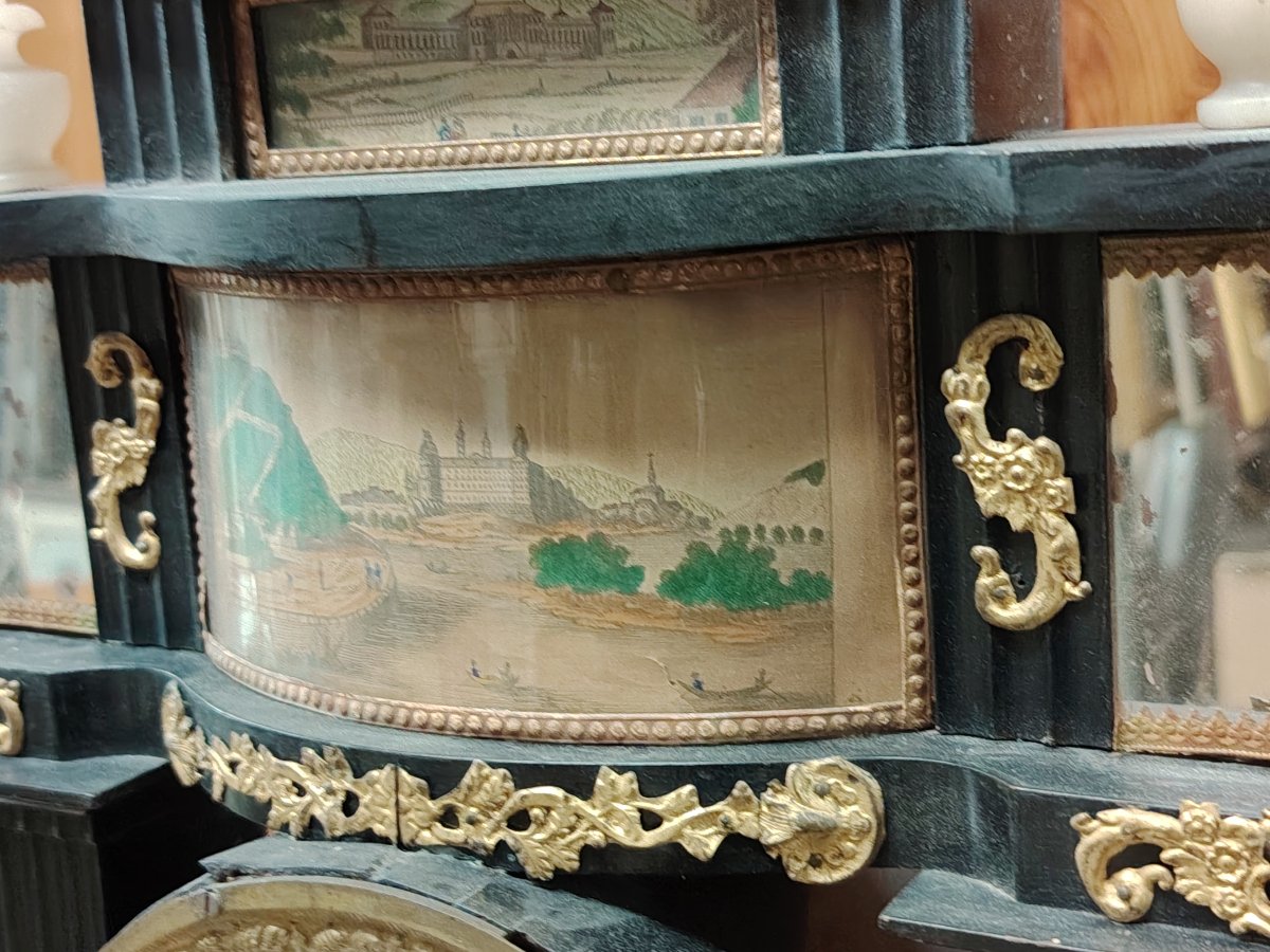 Orologio a tempietto bidermaier  in legno ebanizzato e dorato  colonne in alabastro  XIX secolo-photo-3
