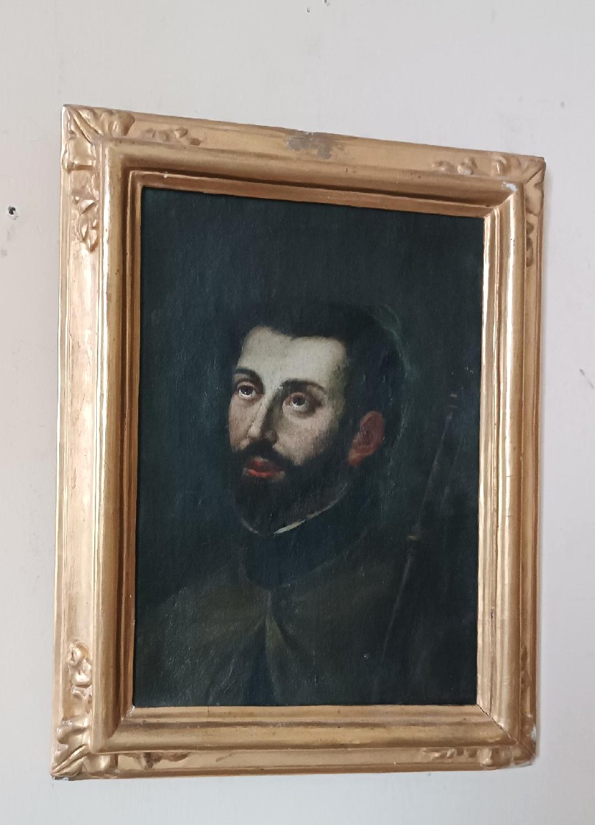 Antico dipinto ritratto san francesco saverio -scuola italiana fine XVII SECOLO