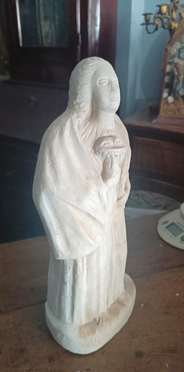 Antica scultura in marmo raffigurante Santa Lucia-photo-2