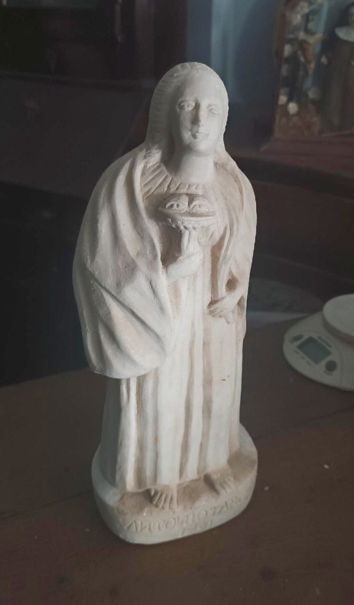Antica scultura in marmo raffigurante Santa Lucia-photo-4