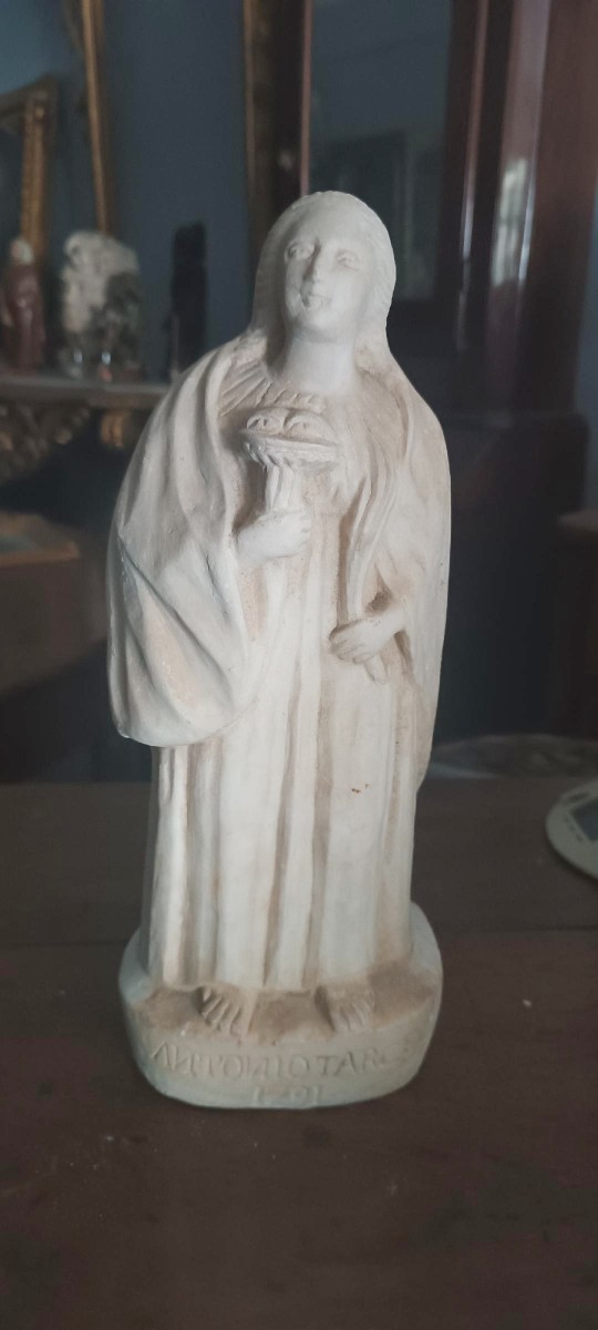 Antica scultura in marmo raffigurante Santa Lucia-photo-4