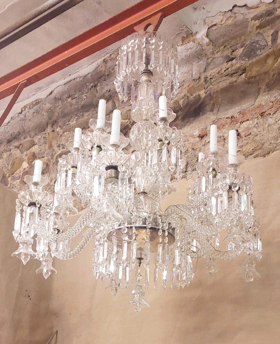 Grande lampadario di cristallo Francia anni '30/'40 -photo-3