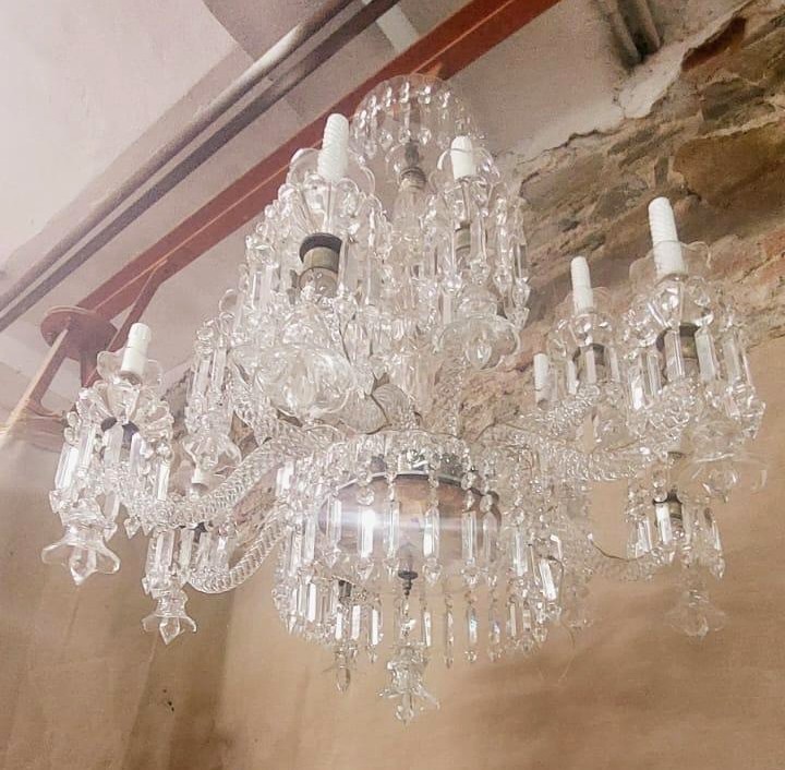 Grande lampadario di cristallo Francia anni '30/'40 -photo-3