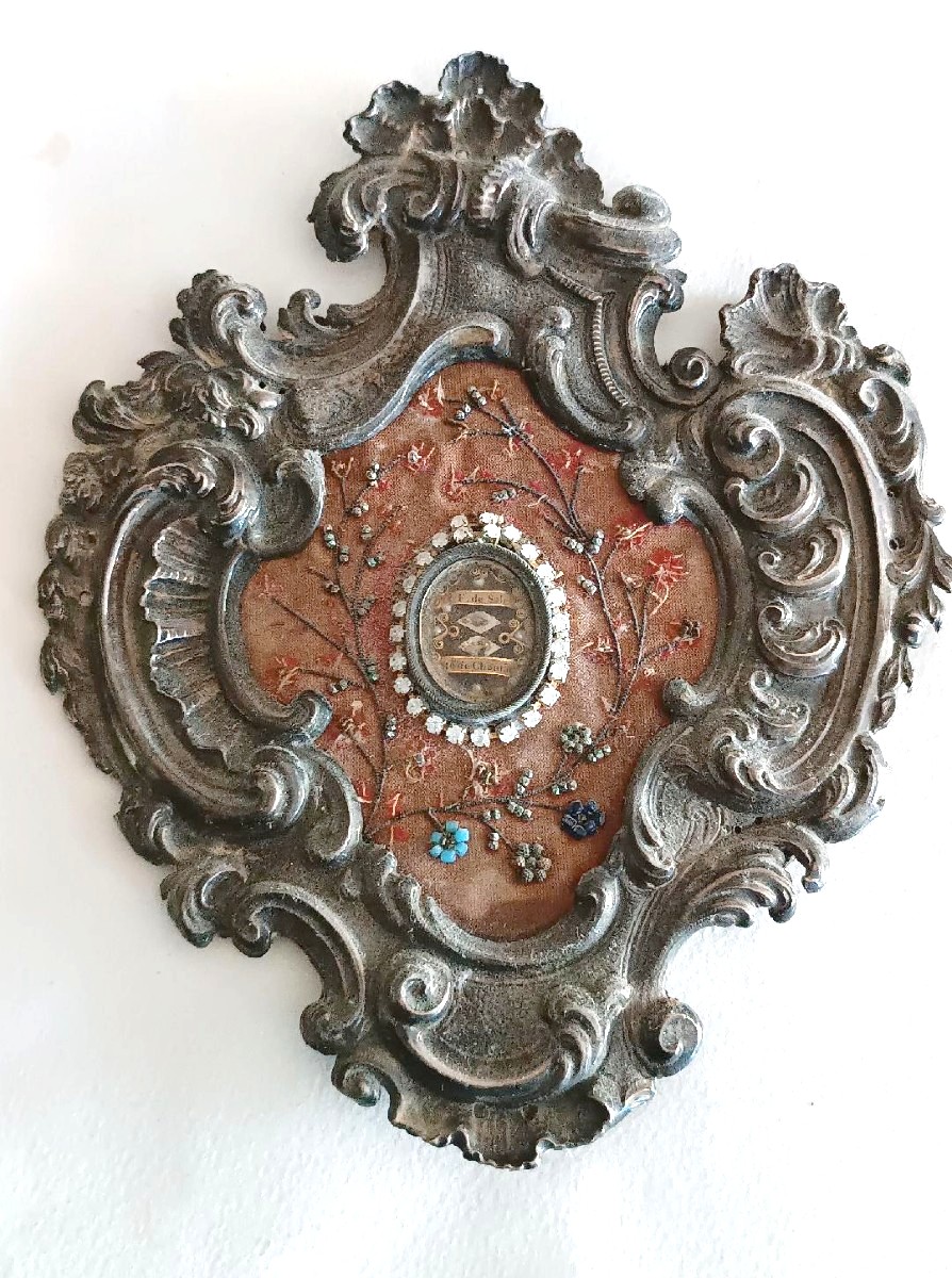 Antico Reliquiario in argento con reliquie 20x17 cm-photo-2