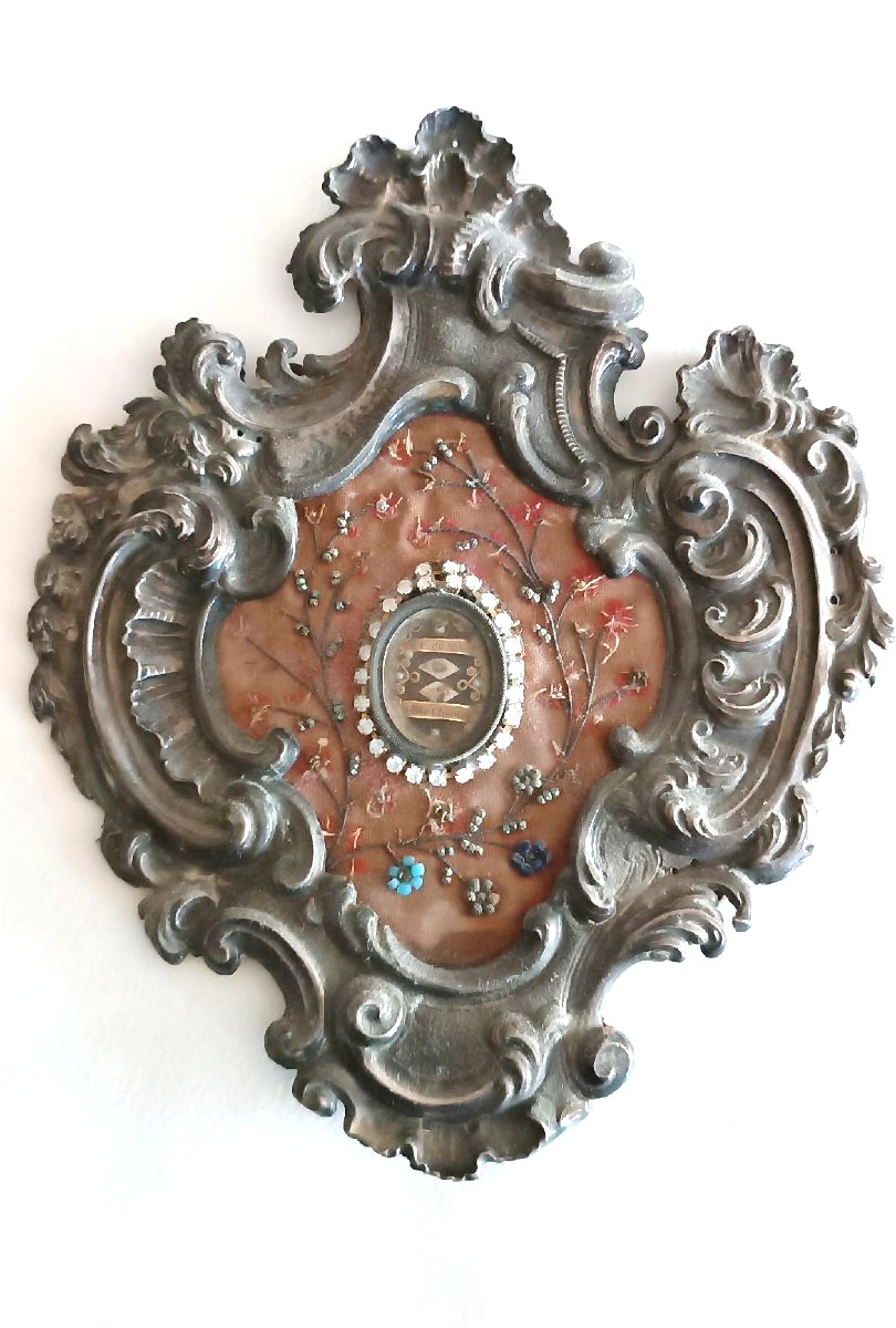 Antico Reliquiario in argento con reliquie 20x17 cm-photo-3