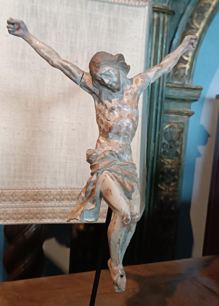 Antico cristo in legno policromo XVII secolo Italia-photo-2