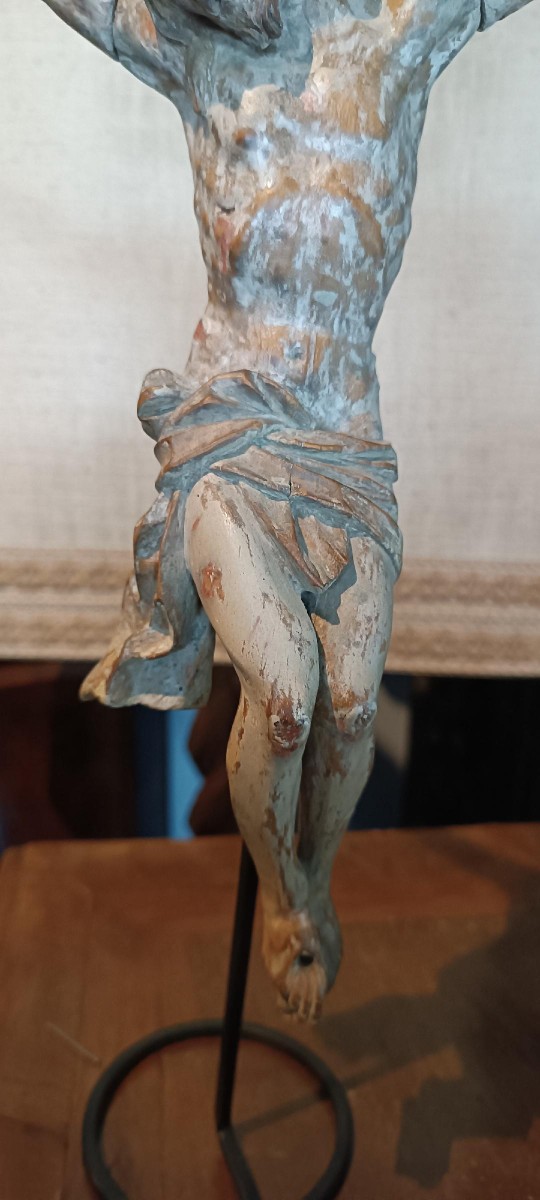 Antico cristo in legno policromo XVII secolo Italia-photo-1