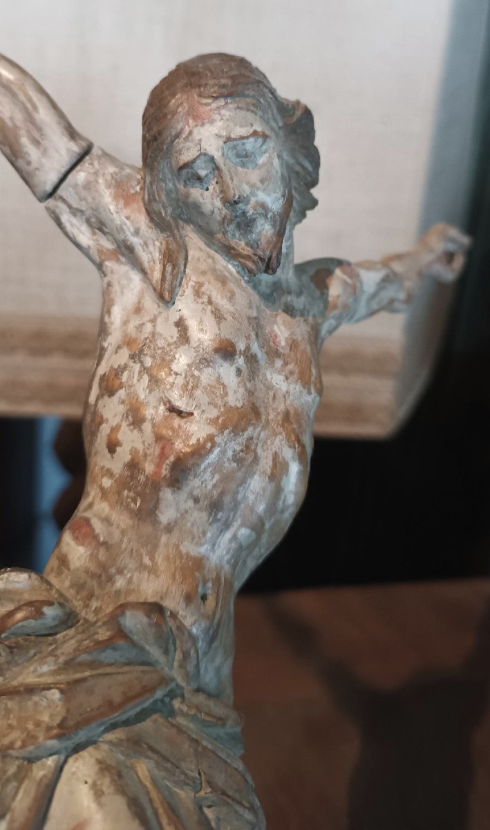 Antico cristo in legno policromo XVII secolo Italia-photo-3