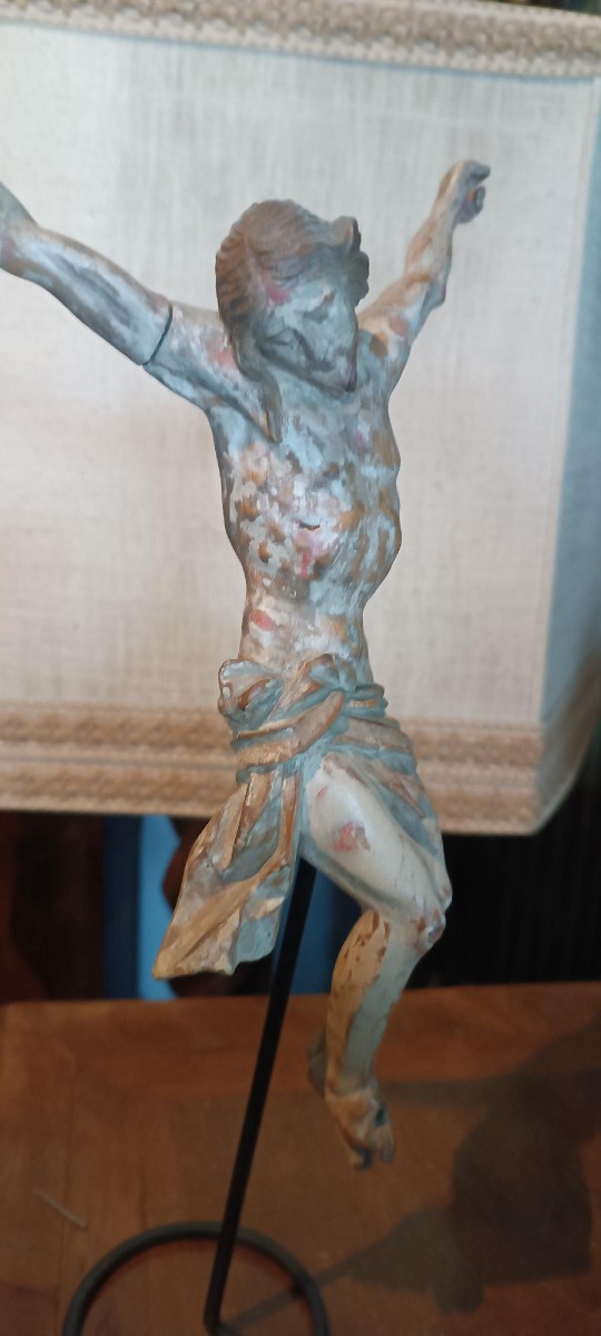 Antico cristo in legno policromo XVII secolo Italia-photo-4