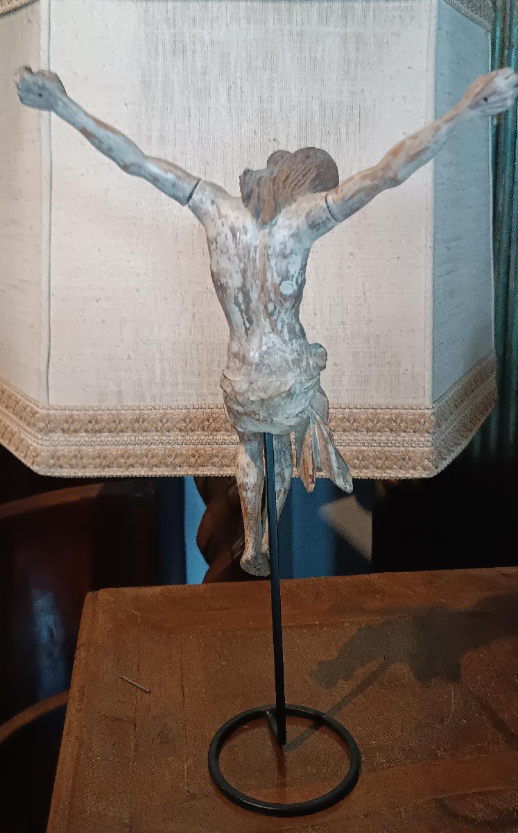 Antico cristo in legno policromo XVII secolo Italia-photo-5