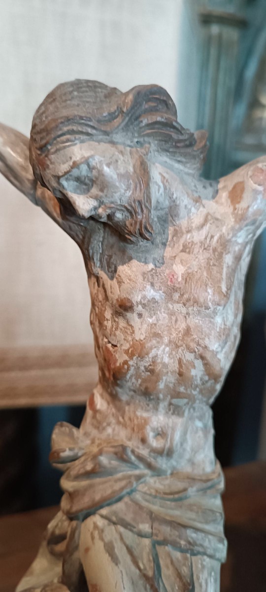 Antico cristo in legno policromo XVII secolo Italia-photo-7