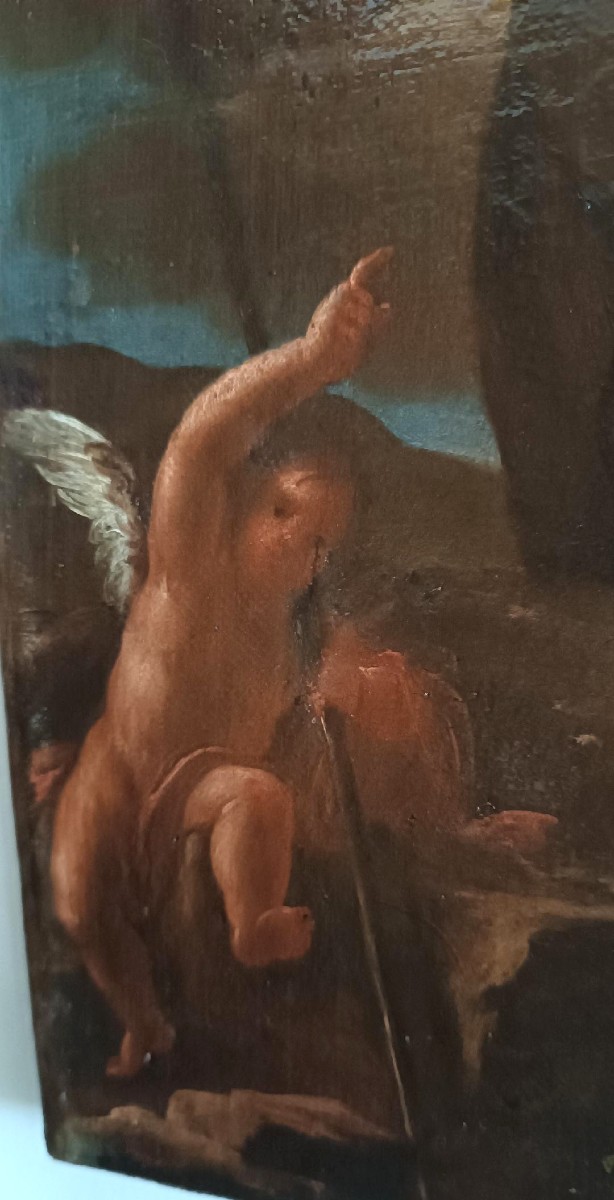 Antico dipinto olio su tela ,periodo barocco ,raffigurante santo Francescano-photo-5