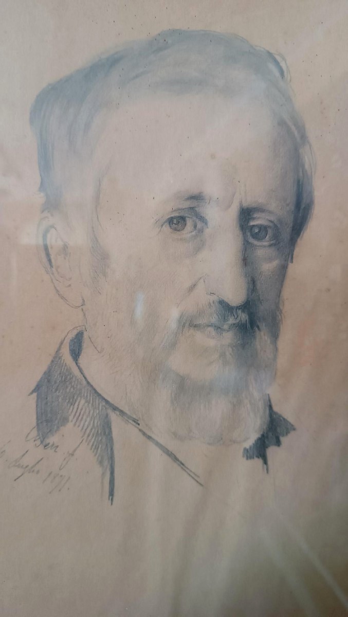 DISEGNO A MATITA SU CARTA - Ritratto di Cesare Altoviti - Antonio Ciseri 1871-