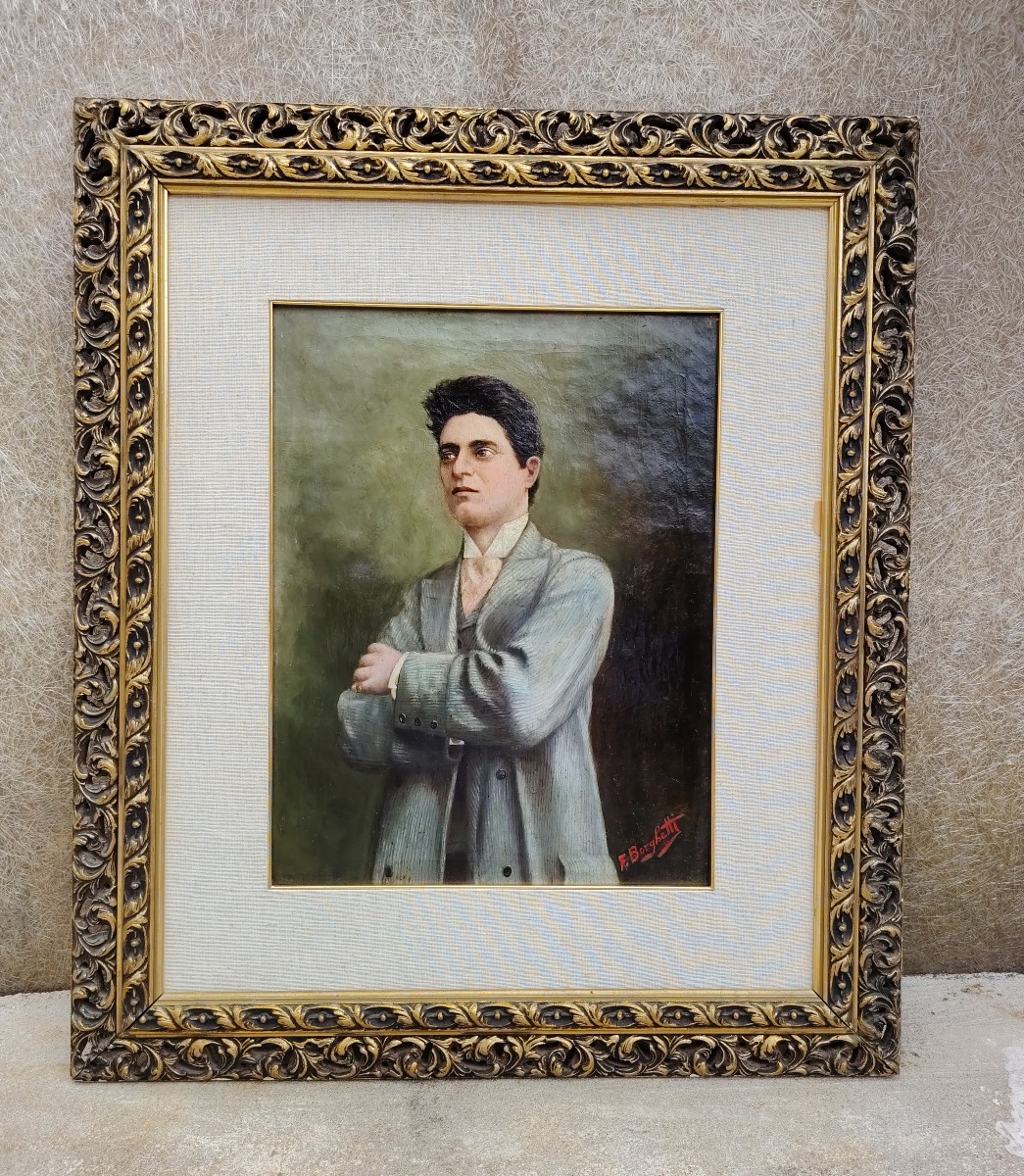 Ritratto olio su tela del compositore  Pietro Mascagni, primi  900