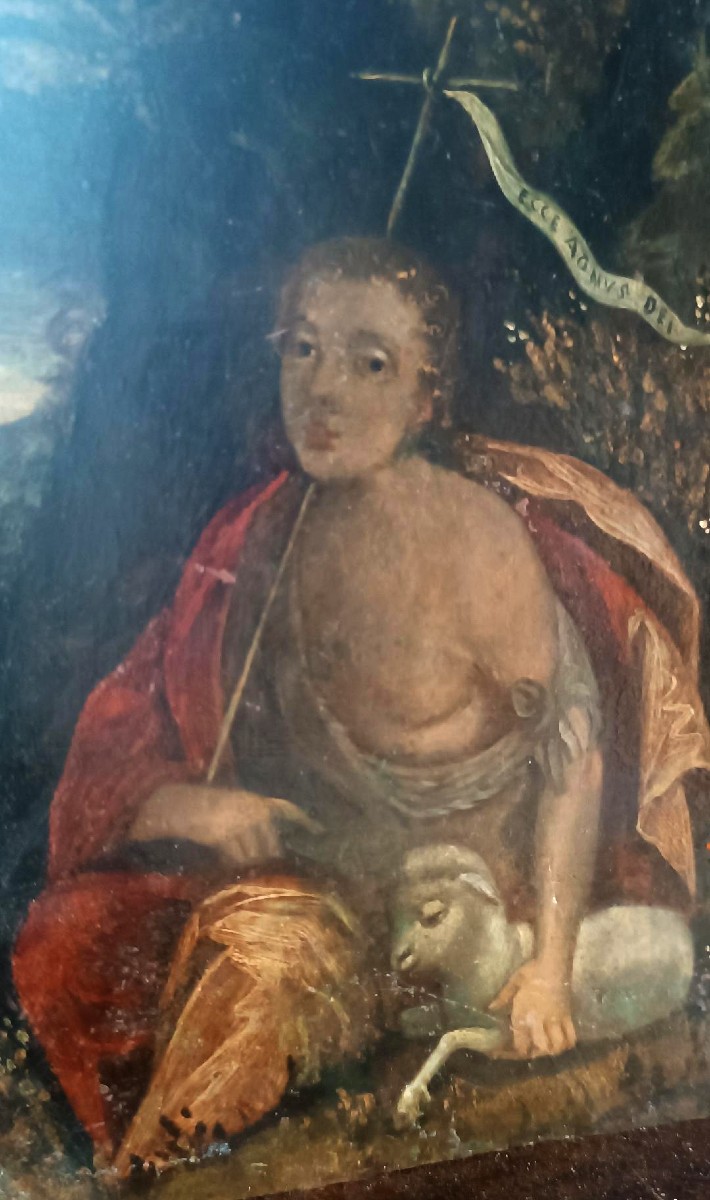 DIPINTO ANTICO SU RAME SAN GIOVANNINO XVII secolo-photo-4