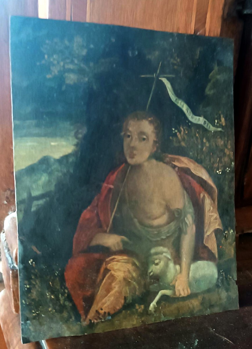 DIPINTO ANTICO SU RAME SAN GIOVANNINO XVII secolo-photo-1