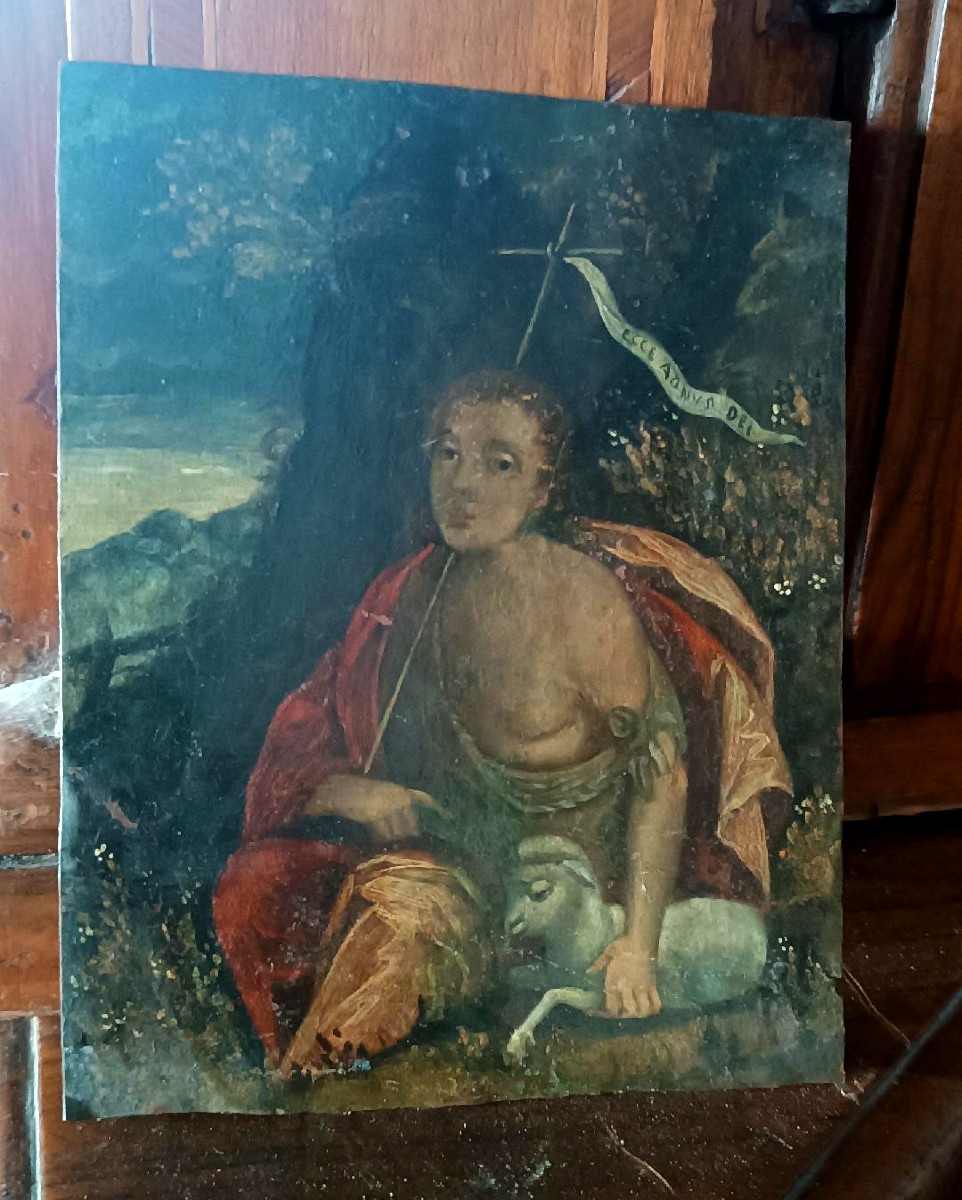 DIPINTO ANTICO SU RAME SAN GIOVANNINO XVII secolo