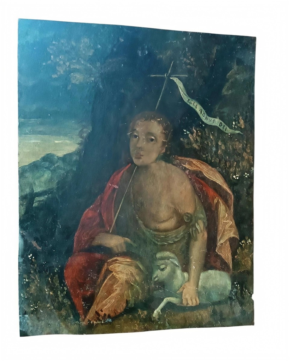 DIPINTO ANTICO SU RAME SAN GIOVANNINO XVII secolo
