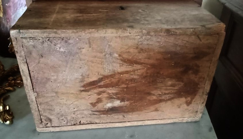 Antica cassetta ,scatola ,forziere in legno di frutto XVII secolo-photo-5
