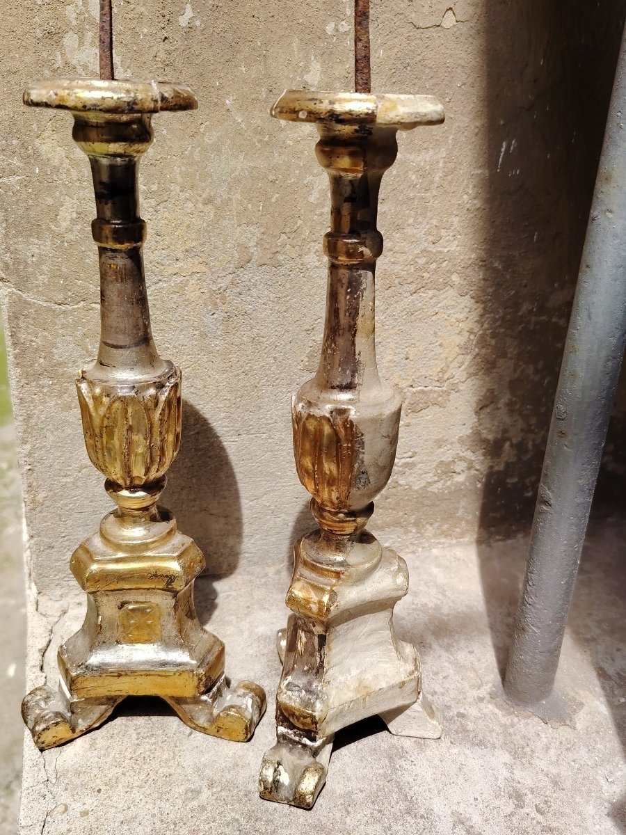 Coppia Candelieri antichi Luigi XVI  Argento E Mecca Originali-photo-2