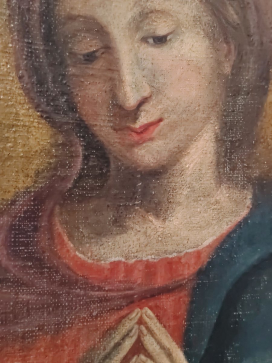 Olio Su Tela raffigurante madonna orante  XVII secolo-photo-3