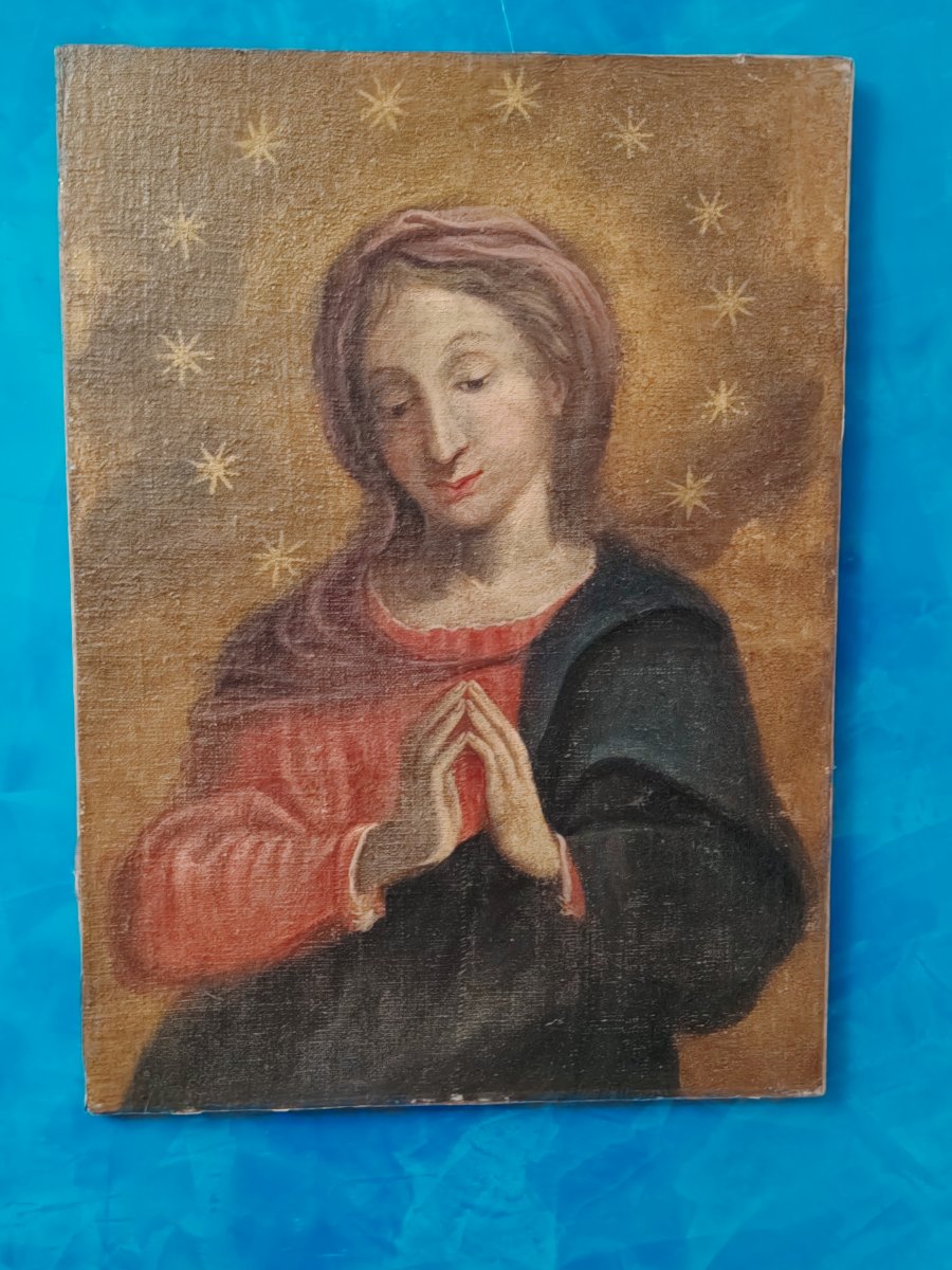 Olio Su Tela raffigurante madonna orante  XVII secolo-photo-8