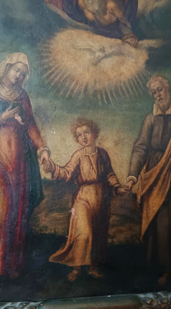 Antico dipinto su rame-Sacra famiglia -XVIII secolo-photo-4