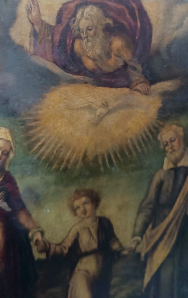 Antico dipinto su rame-Sacra famiglia -XVIII secolo-photo-2