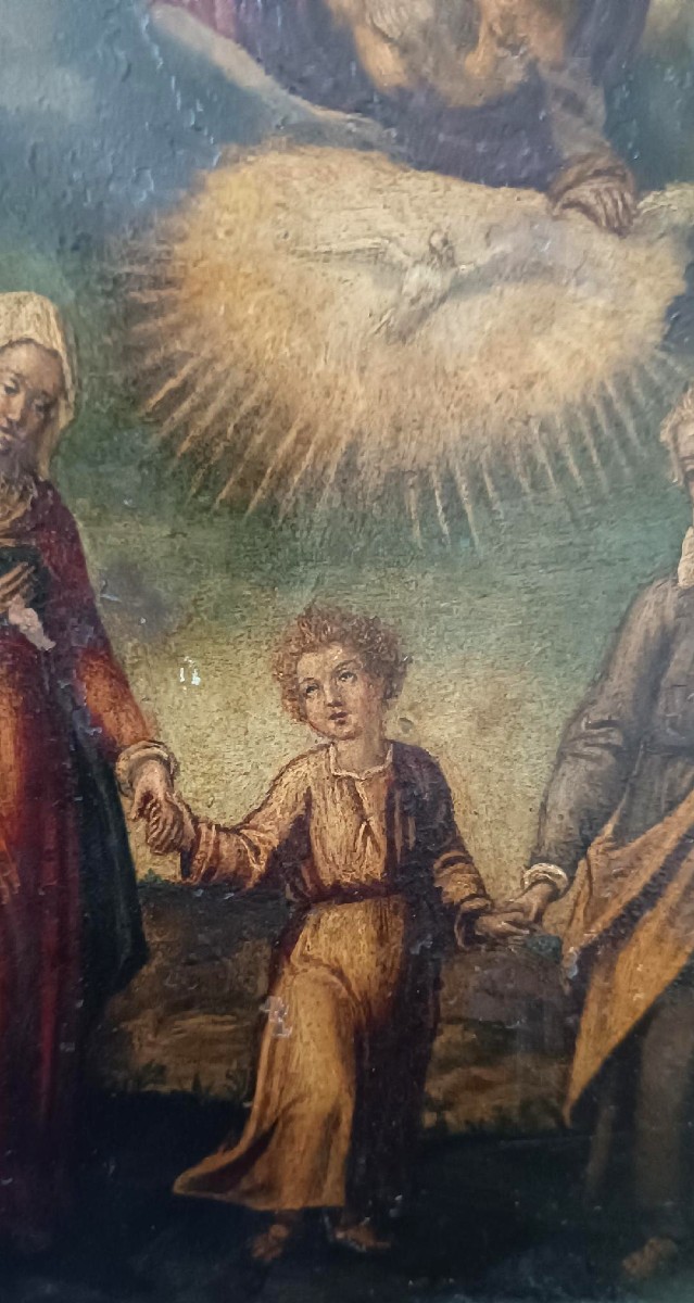 Antico dipinto su rame-Sacra famiglia -XVIII secolo-photo-7