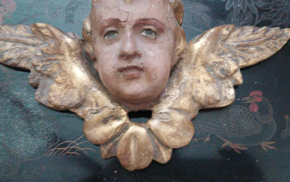Antica scultura testa alata cherubino putto angelo-photo-1