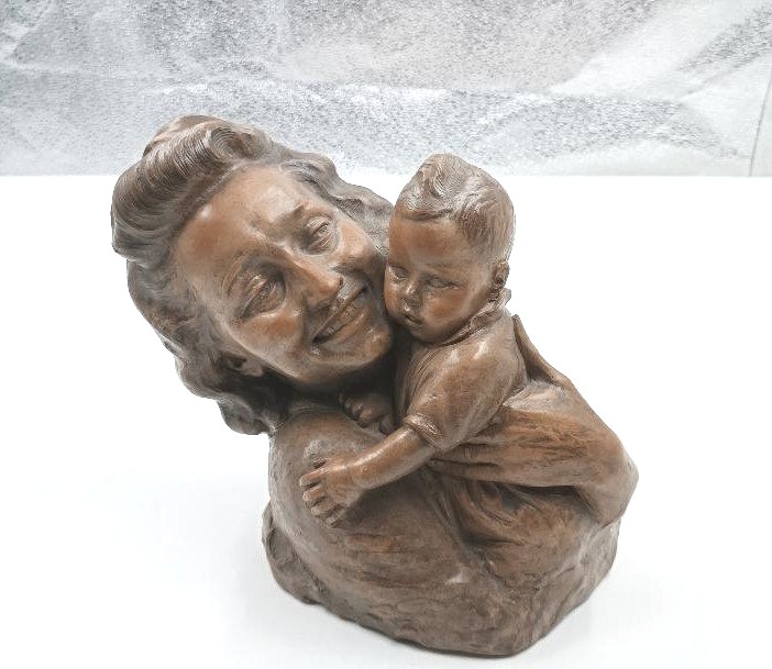 scultura terracotta maternita' anni 20\30 firmata A.PERA-photo-2