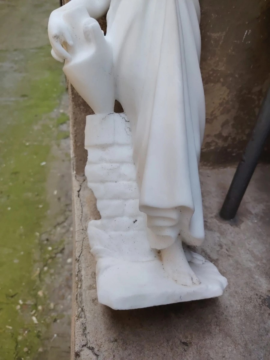 SCULTURA PRIMA METÀ DEL 900 ALABASTRO GIOVANE ACQUAIOLA AL POZZO-photo-5