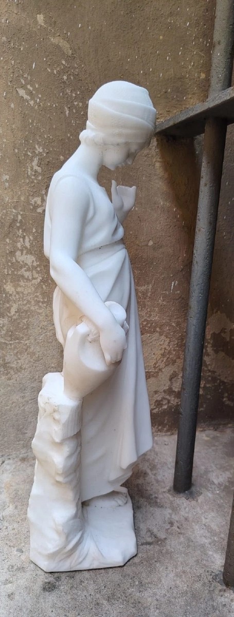 SCULTURA PRIMA METÀ DEL 900 ALABASTRO GIOVANE ACQUAIOLA AL POZZO-photo-6