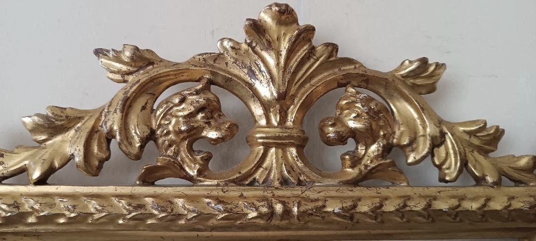 cornice in legno intagliato oro zecchino stile antico-photo-2