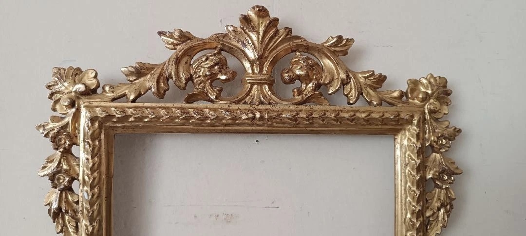 cornice in legno intagliato oro zecchino stile antico-photo-3